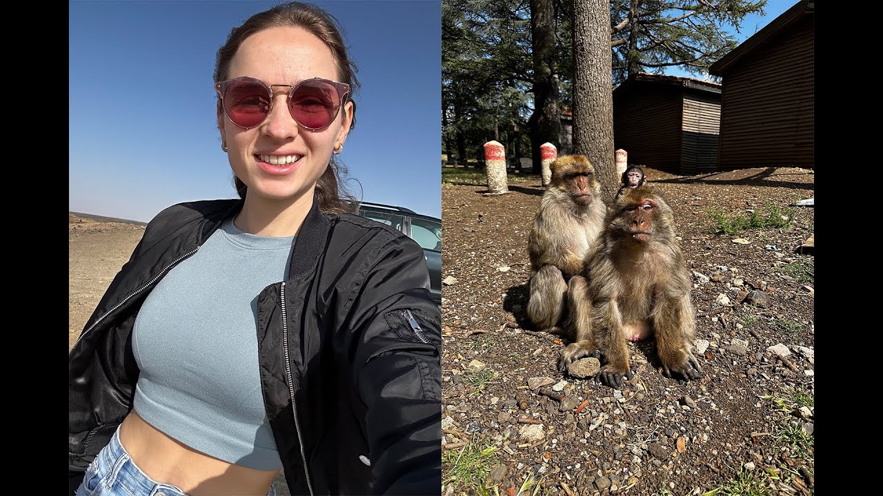 Dana Lucia casual viendo monos en la calle