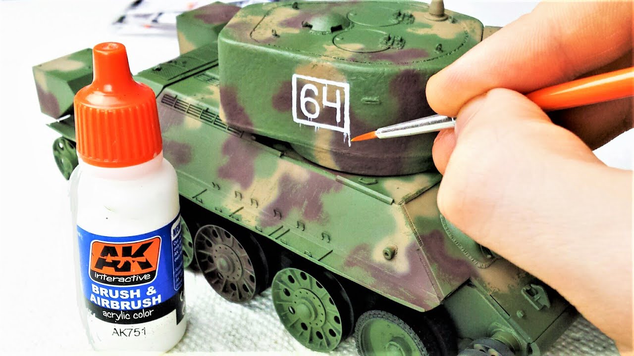 How to Paint Russian Tank Models ... 1941 Three-Colour Scheme (+ details and markings) on a T-34!