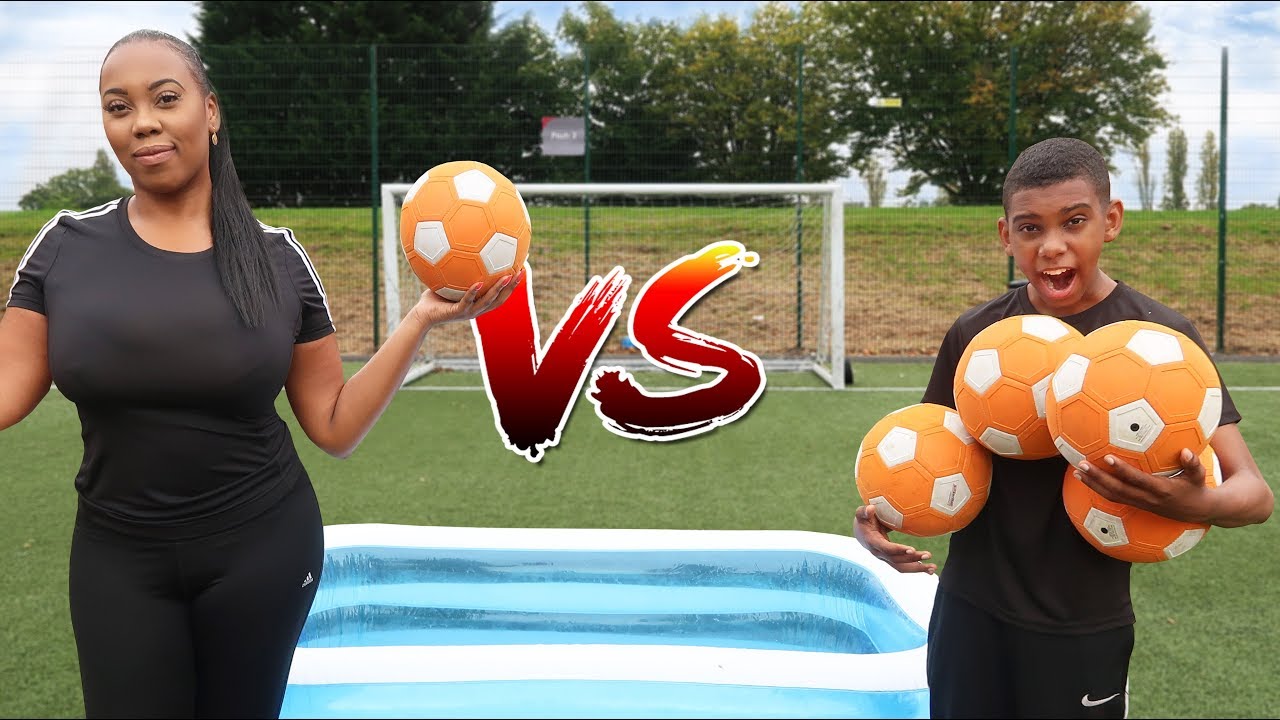 Can i Beat my Mum in a Water Pool Football Challenge