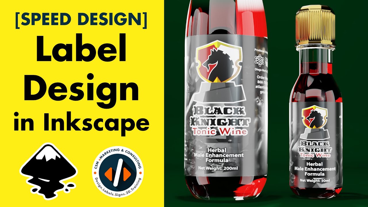 [SPEED DESIGN] #Inkscape Label Design for Black Knight Tonic Wine | Trinidad Label Design