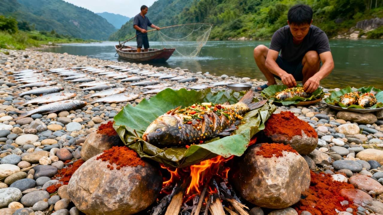 荷叶包着的叫花鱼，配上现挖的藕，就是鲜！ | Lotus-Wrapped Fish & Fresh-Dug Root, Pure Freshness!