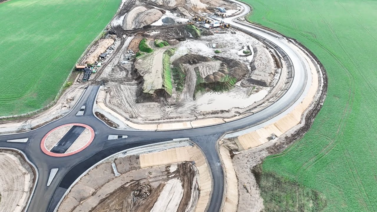 Neubau Ortsumgehung Wolgast, Kompletter Flug über die 6,8 Km lange Trasse zur Insel Usedom Dez. 2024