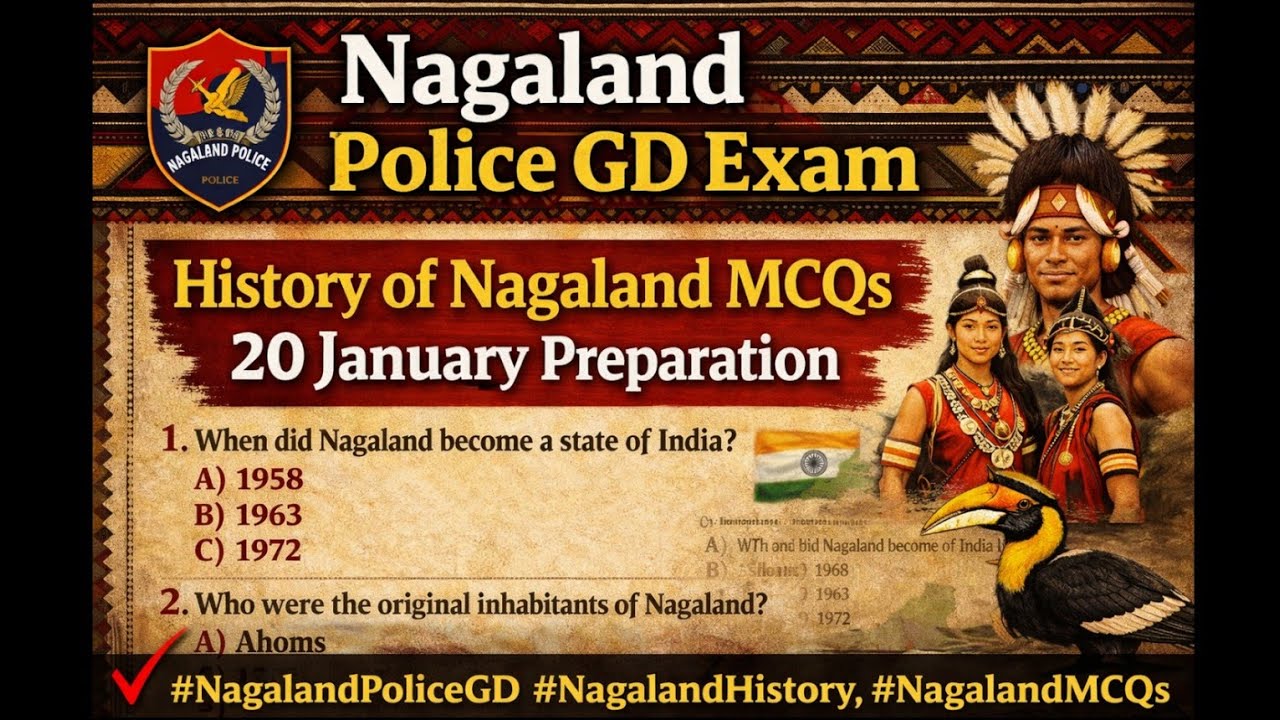 Nagaland Police GD Exam | History of Nagaland MCQs | 20 January Preparation