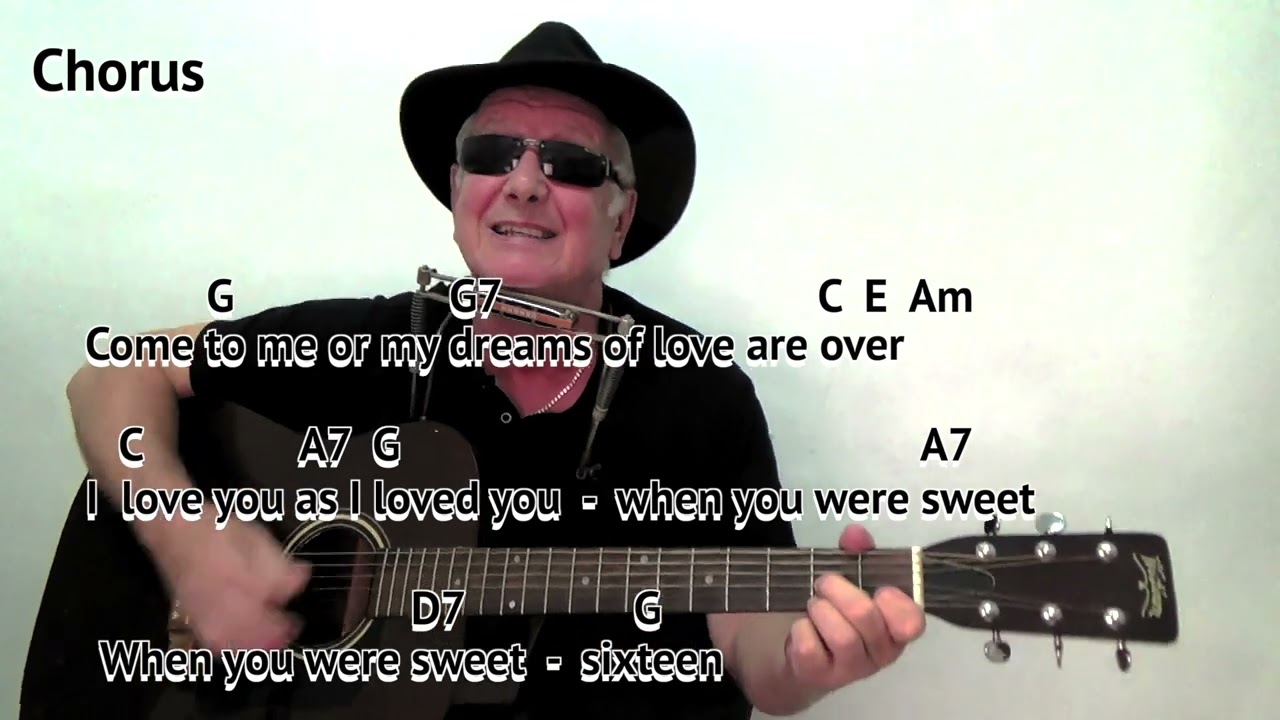 WHEN YOU WERE SWEET SIXTEEN - Chords & Lyrics On-Screen + Harmonica
