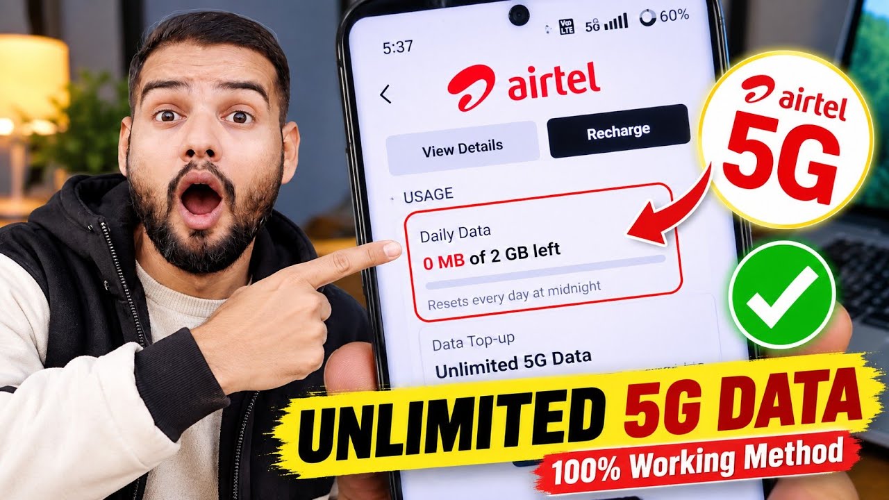 Airtel 5G Unlimited Data Not working?|Airtel Unlimited 5G Trick 2025 | Airtel Unlimited Data Method✅