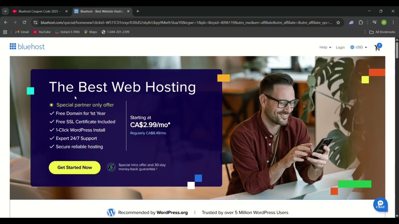 Cup&oacute;n de Bluehost 2025 | 85% de descuento + Dominio gratis | C&oacute;digo de descuento de Bluehost 💥