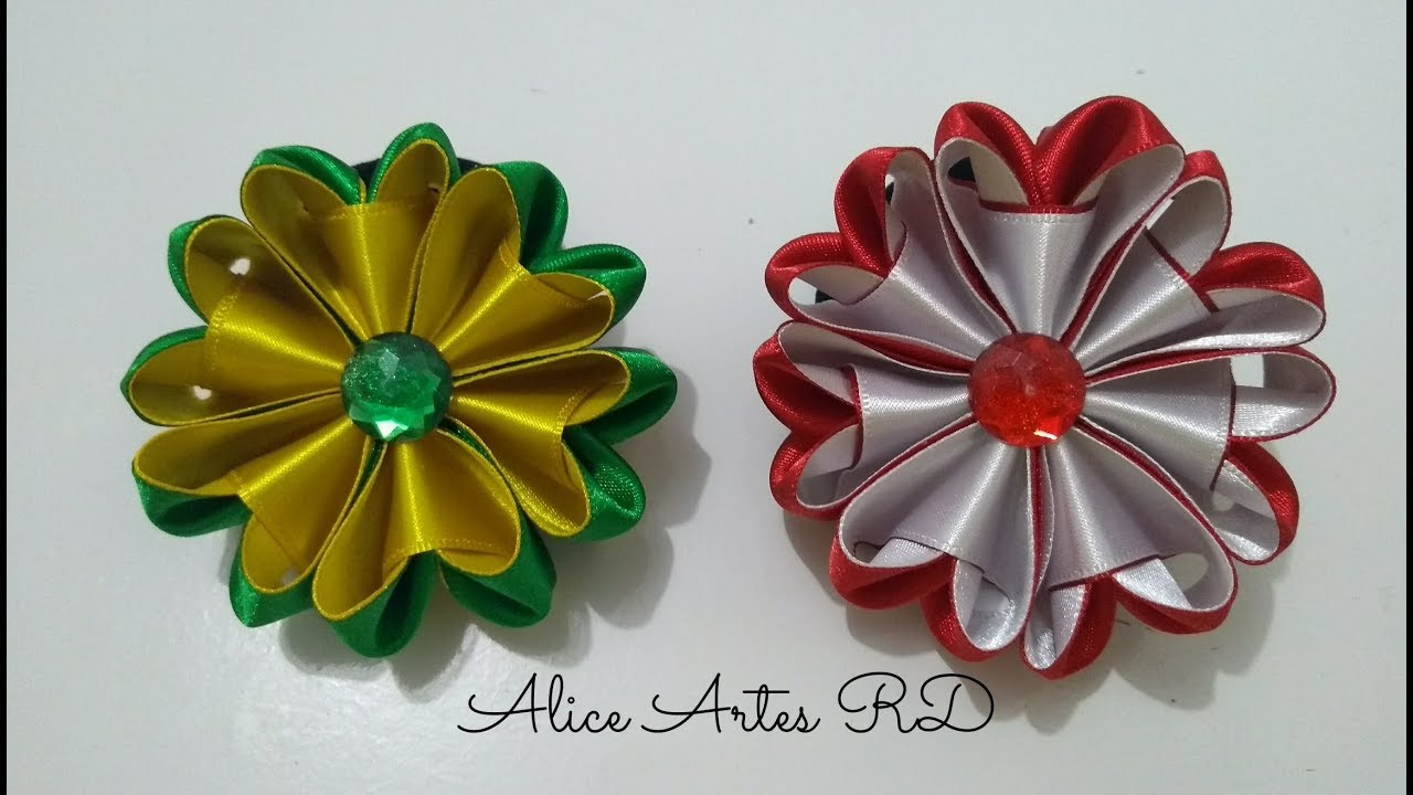 Como fazer flor de fita (coração) Aula 77