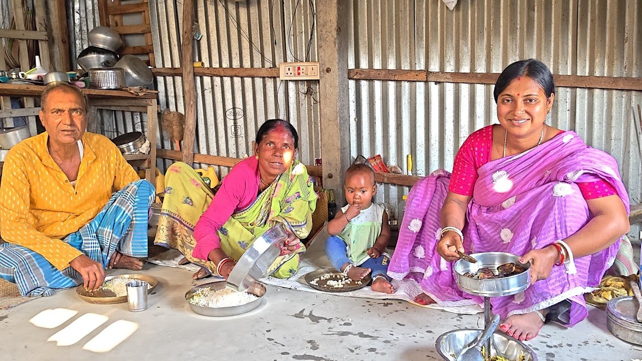 মা খুব চিন্তায় আছে! পুঁই শাক কাঁকড়া সাথে আম দিয়ে মাছ আর বিট ভাজা! Sundarban Cooking 