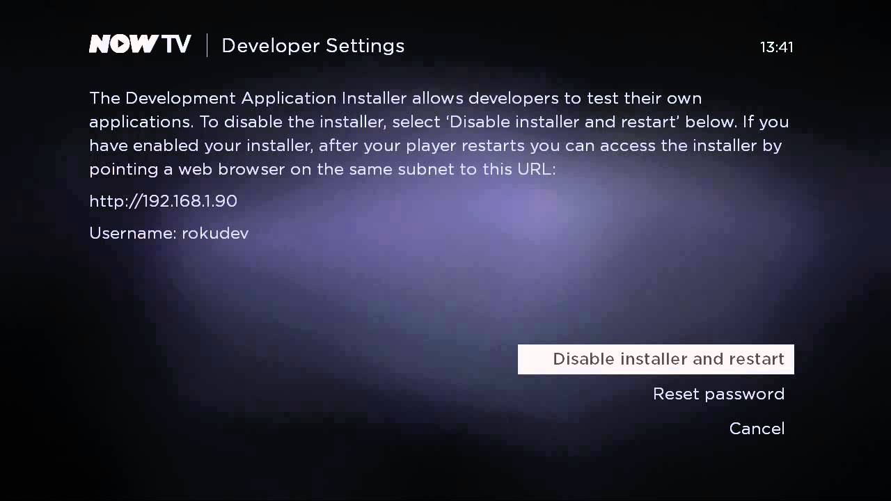 developer mode NowTV box