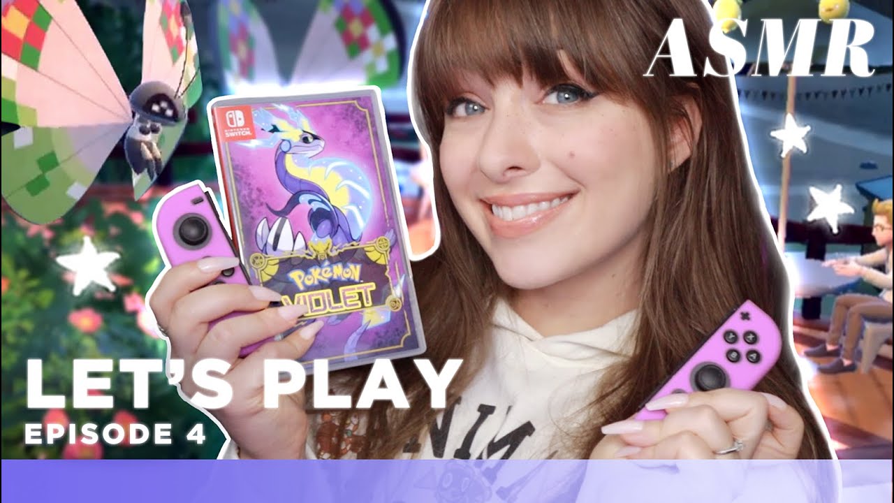 ASMR 💜 Pokemon Violet Let's Play Ep. 4 🎮~Cozy Whispered Gaming & Nintendo Switch Controller Clicks