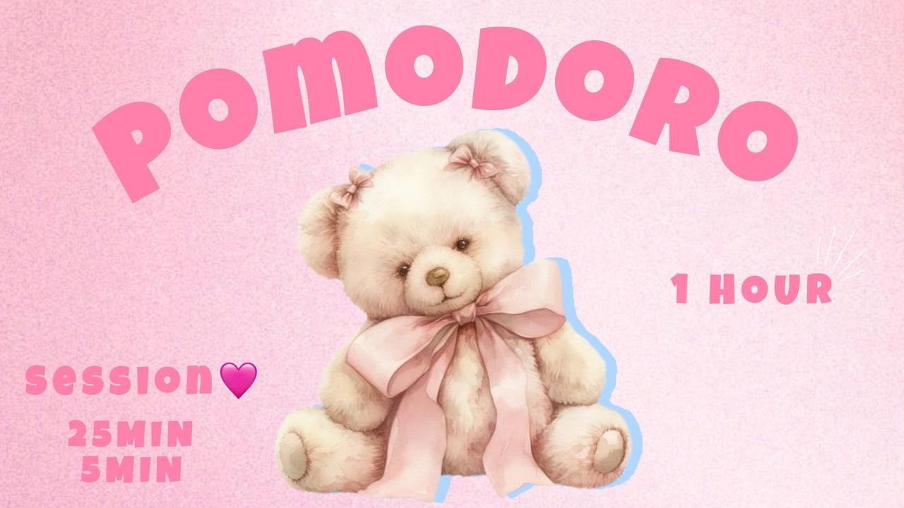 1 Hour Valentine Pomodoro Timer ❤️ | Deep Focus Study Session | Aesthetic Pink Love Ambience