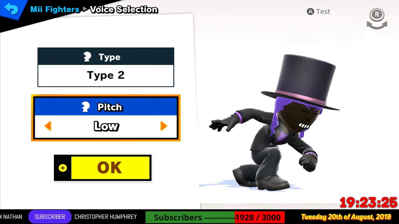 Voice Selection: Mii Brawler