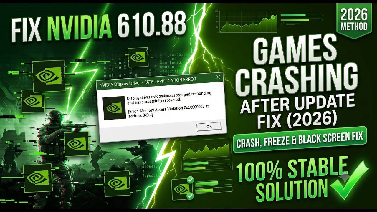 Fix NVIDIA 610.88 Games Crashing After Driver Update (2026) | Crash, Freeze & Black Screen Fi