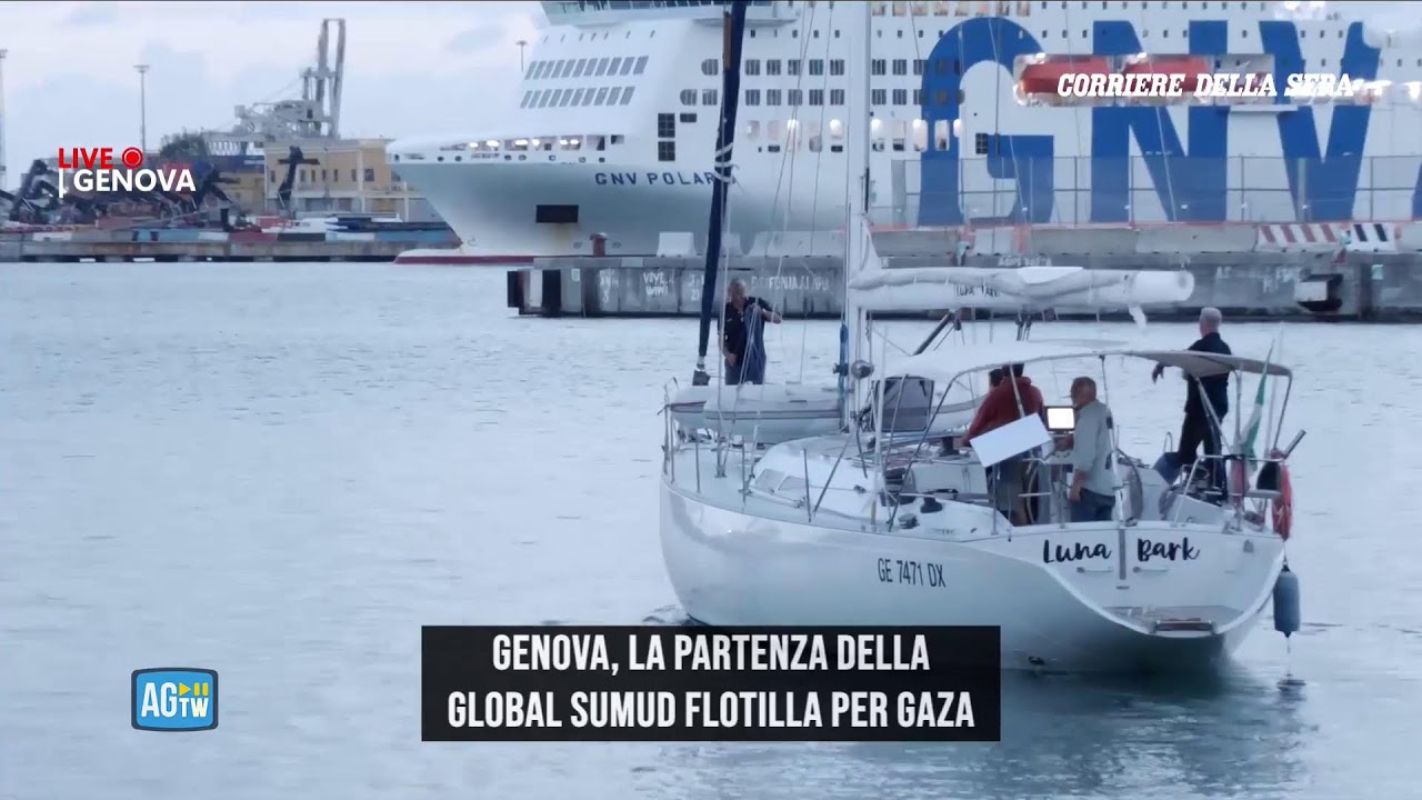 Genova, la partenza della Global Sumud Flotilla per Gaza