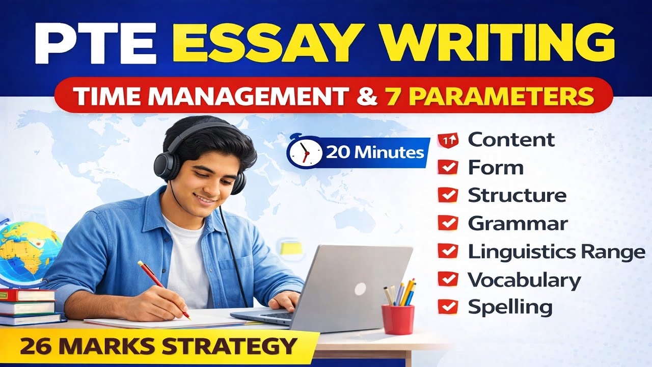 PTE Essay Writing Tips | 20 Minutes Time Management | Avoid Grammar & Spelling Errors