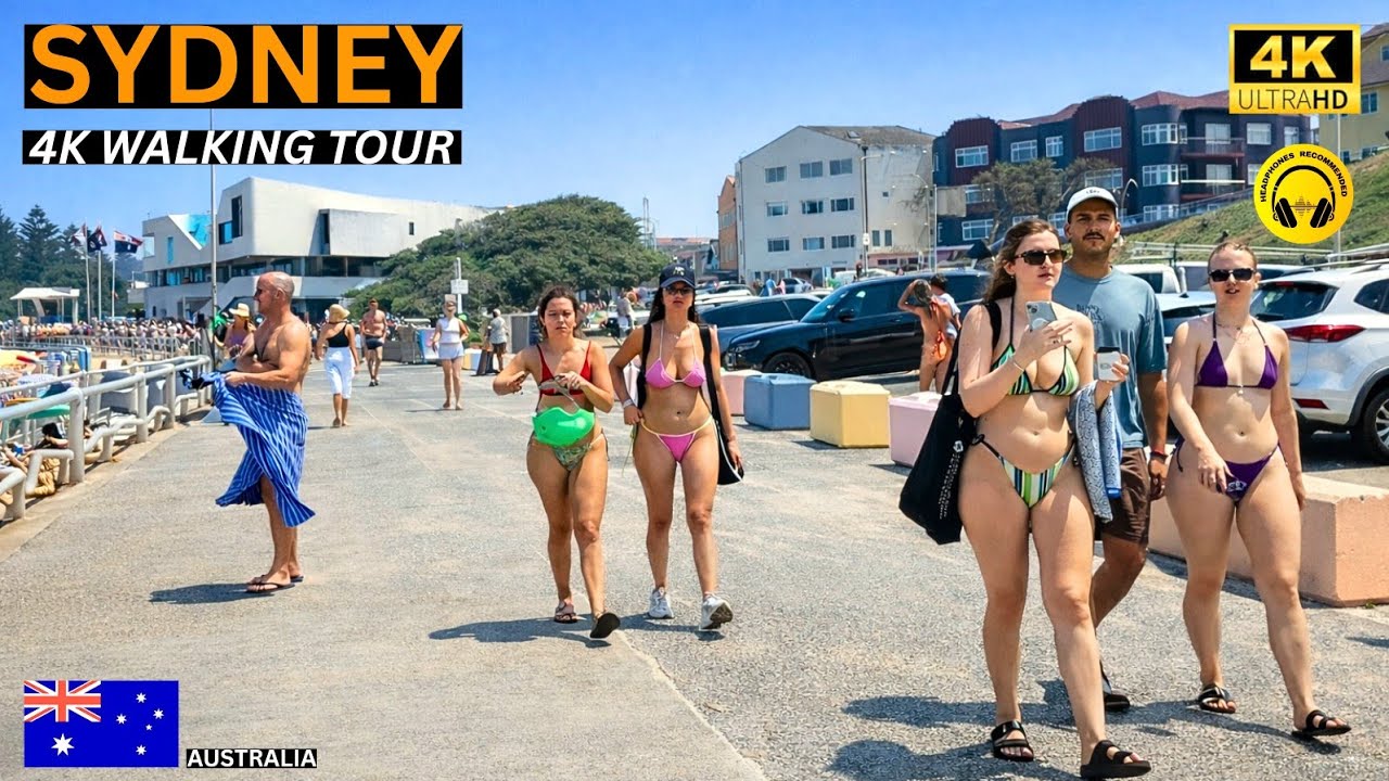 Sydney 4K Walking Tour | Crowded Bondi to Bronte Coastal Walk | 60FPS
