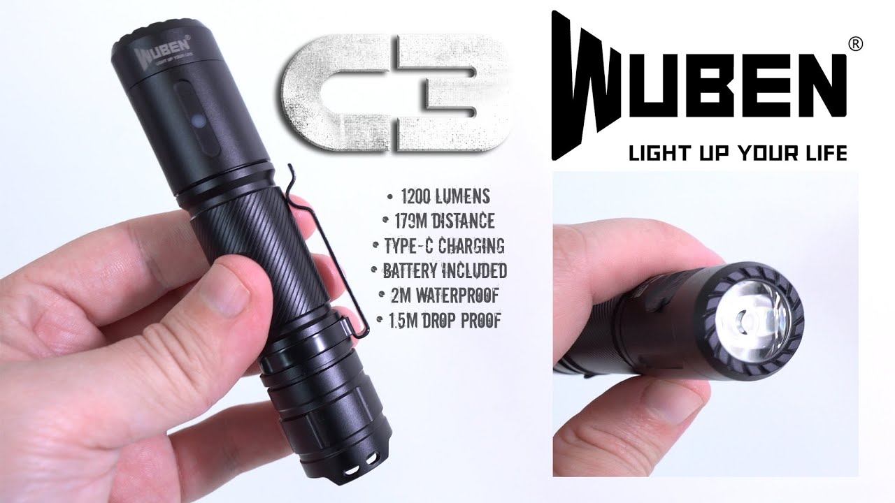WUBEN C3 review - OSRAM P9 LED - 1200 lumens - Type-C charging
