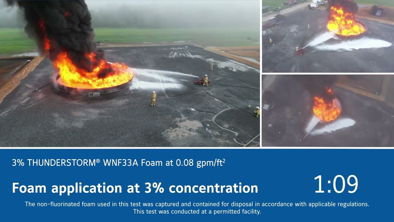 THUNDERSTORM&reg; WNF33A 3%x3% Non-Fluorinated AR-SFFF foam concentrate (Tank Fire Demo  pt08)