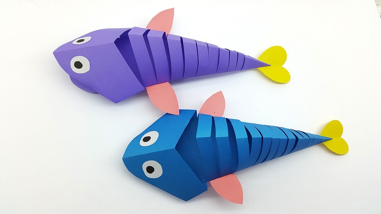 Paper Fish making for Kids - How make a Paper Fish Easy (Paper Crafts DIY Tutorial)