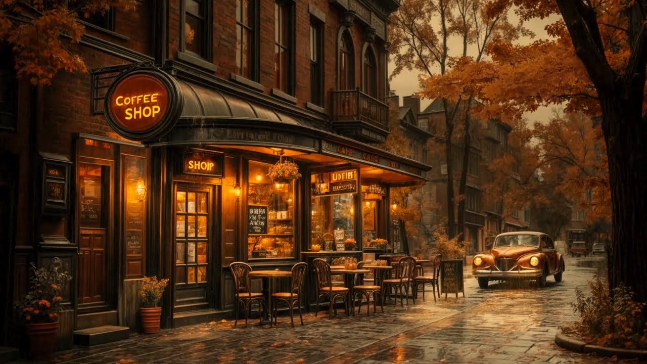 Peaceful Rain on a Quiet Street ☕ Cozy Café Ambience