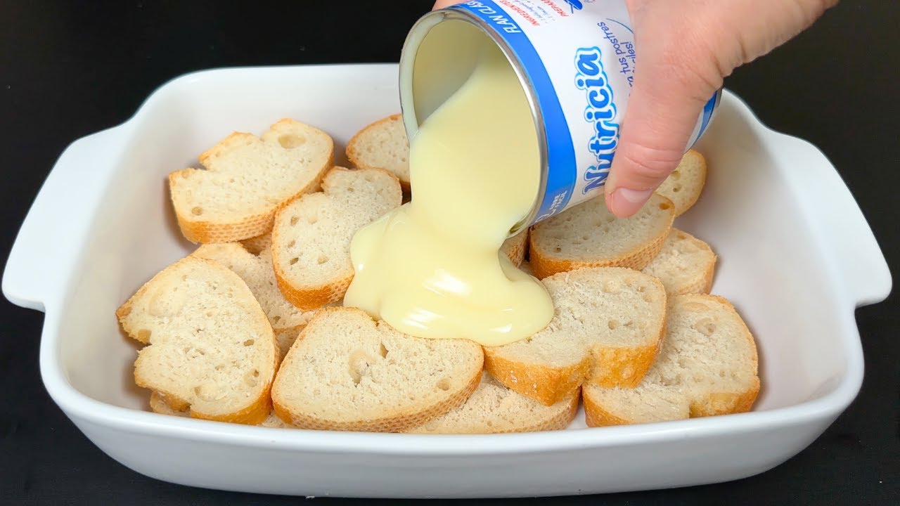 Взбейте сгущенку с хлебом! Готовлю этот десерт уже много лет! Десерт за 5 минут.