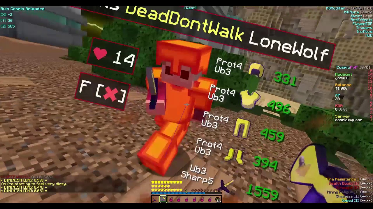 20 minutes of minecraft hackerman things on CosmicPvP, Hypixel,Mc-Central, and Mushmc.