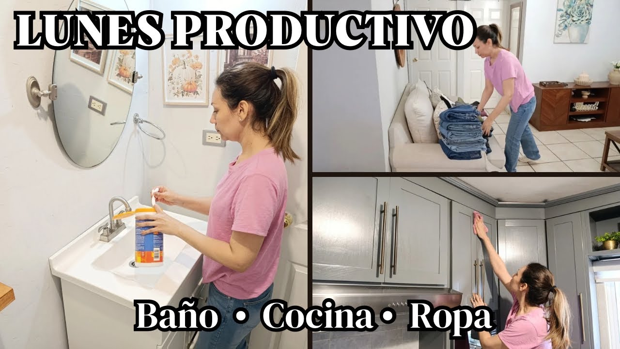 LIMPIEZA Y ORGANIZACION EN CASA | BAÑO COCINA Y DOBLANDO ROPA |INICIANDO LA SEMANA PRODUCTIVA