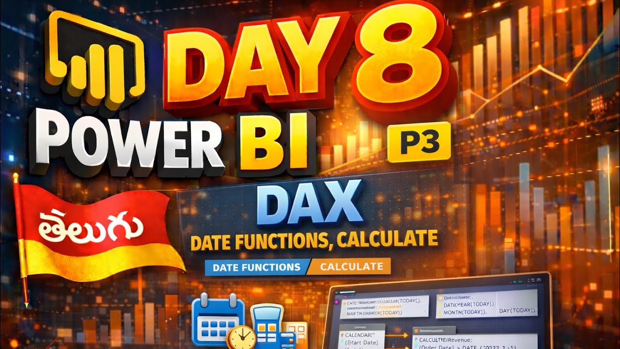 DAX Calculate, Date Functions - [P3] - Day 8(In Telugu)