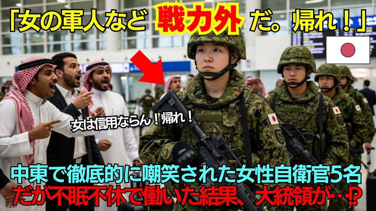 【海外の反応】「女の軍人など戦力外だ…」中東で嘲笑された女性自衛官5名が72時間後、大統領を土下座させた！？