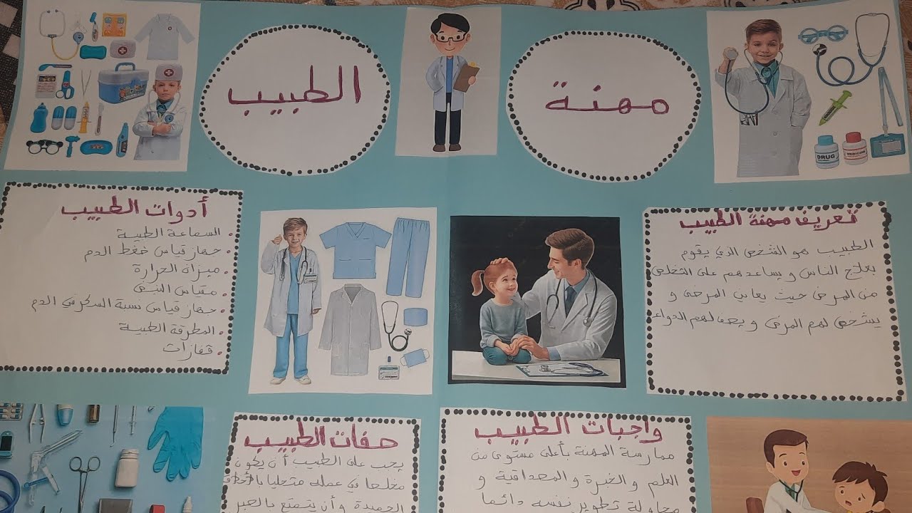 مشروع مدرسي حول مهنة الطبيب الثالث ابتدائي / مشروع المهن