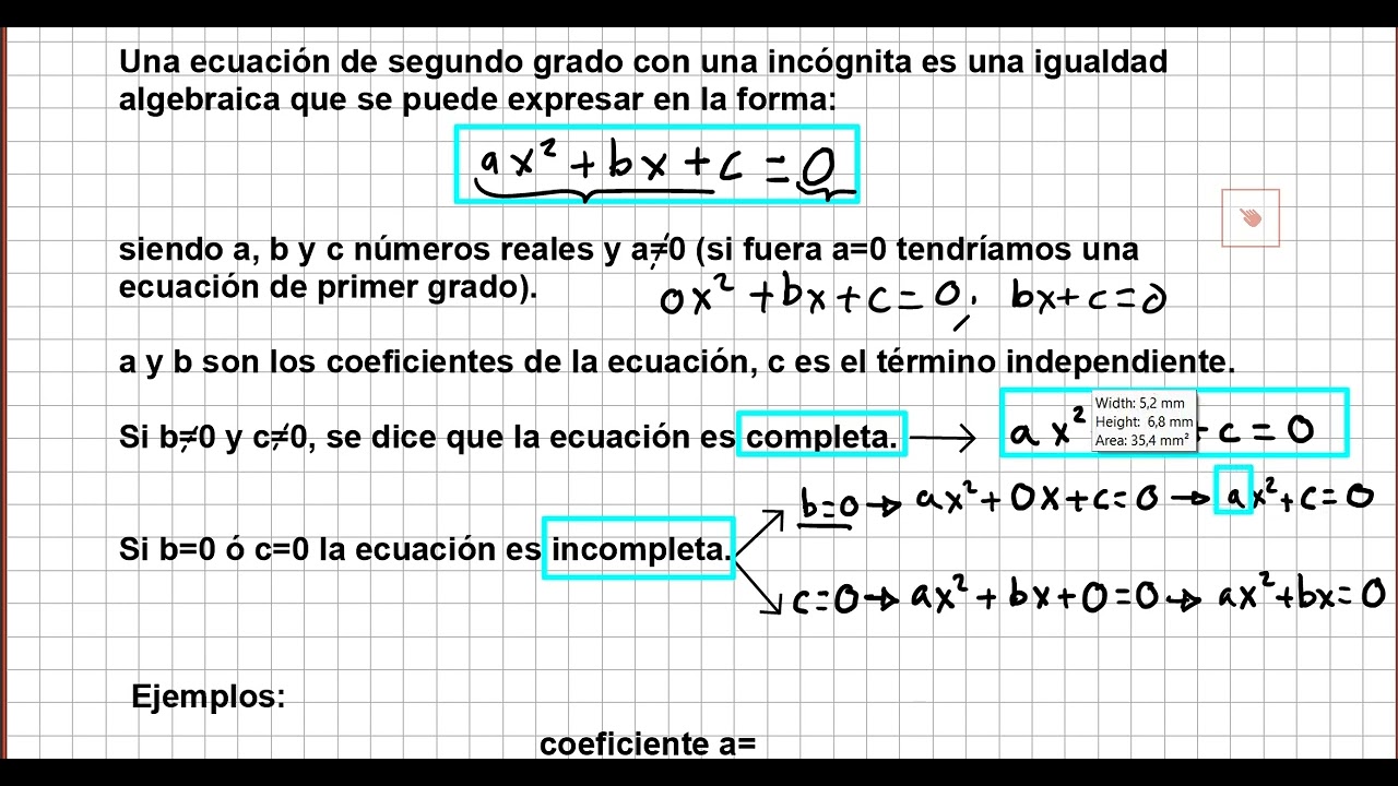 3 1  Ecuaciones de 2º grado definiciones y tipos