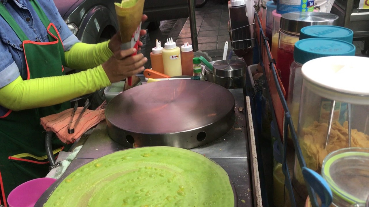 วิธีทำเครปญี่ปุ่นใบเตย : How to make Crepe -Thai Food Bangkok