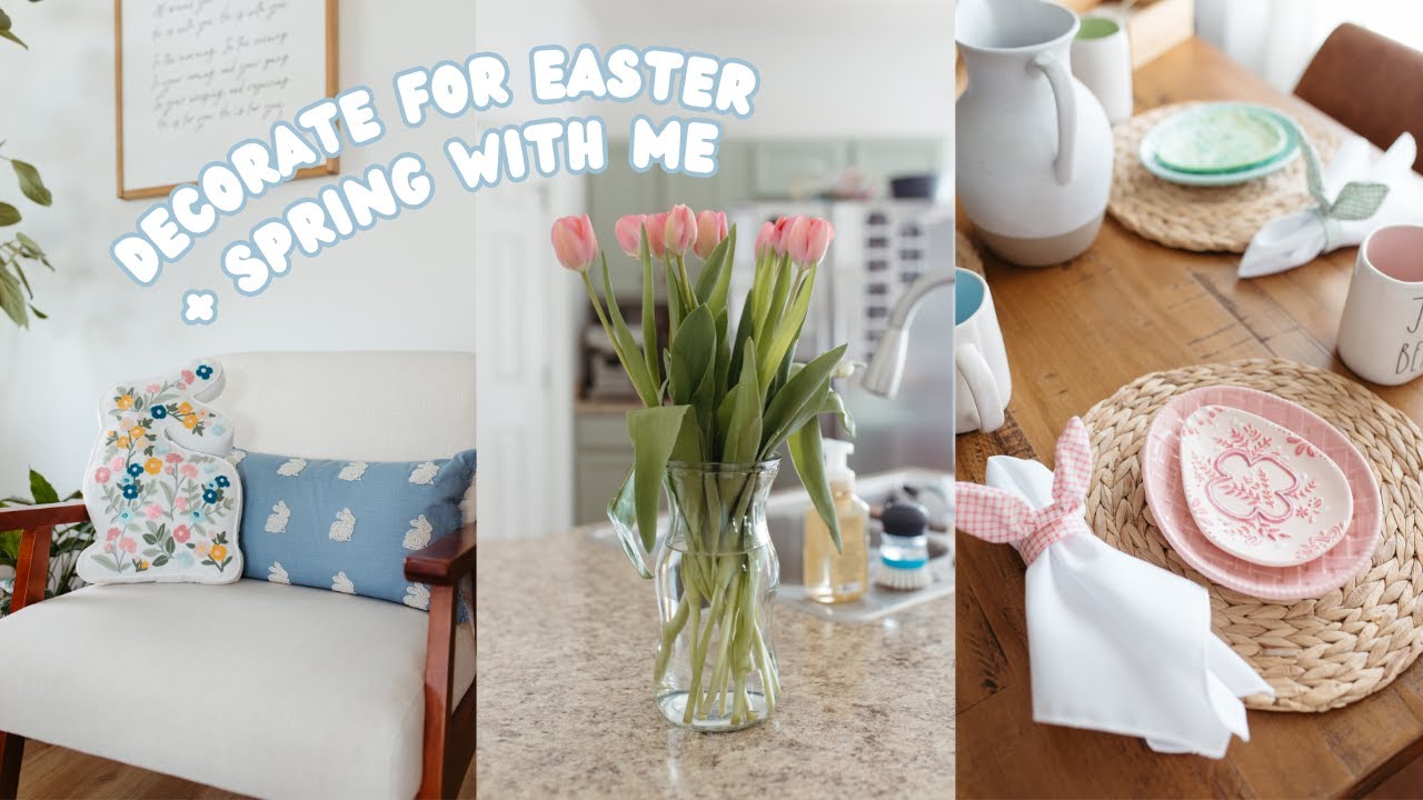 DECORATE FOR EASTER WITH ME | decorating our home for spring, baking, + an easter decor haul  🌸 🐇 💛