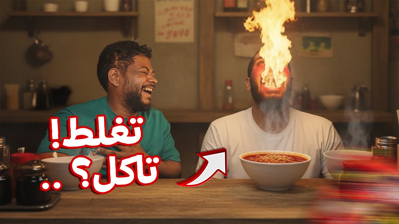 تحدي الاندومي الحار 🔥