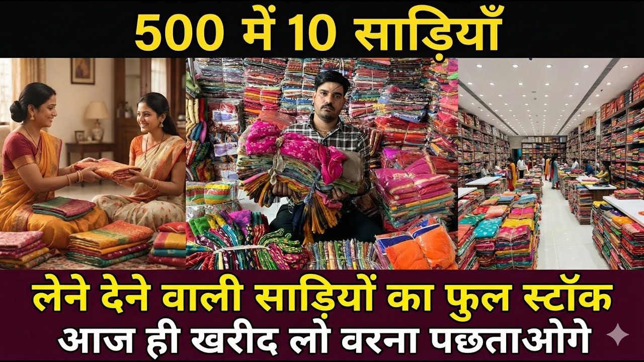 500/- में 10 साड़ियाँ? 😱 सच जानकर होश उड़ जायेंगे! लेने-देने वाली साड़ियों का महालूट ऑफर 🔥 #saree
