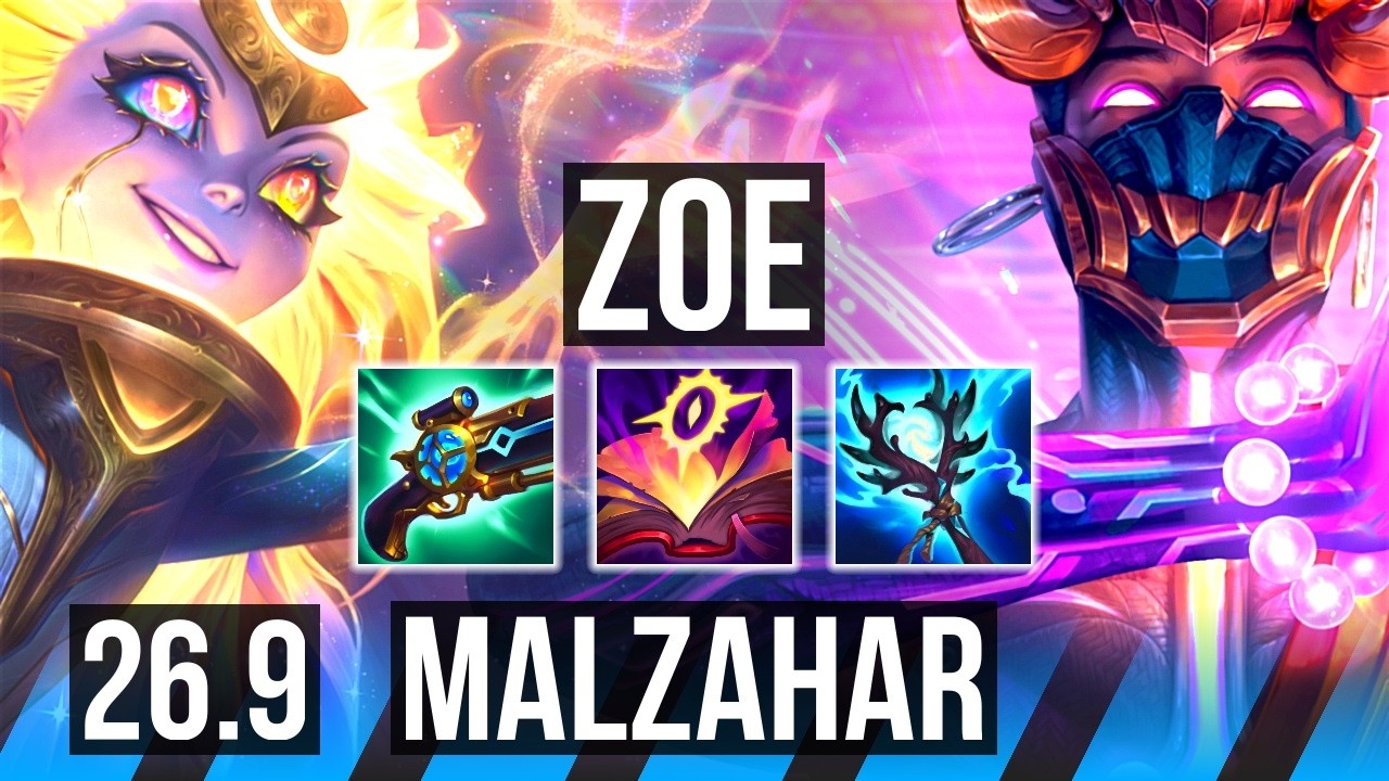 ZOE vs MALZAHAR (MID) | Good KDA: 19/1/7 | EUW Grandmaster | 26.9