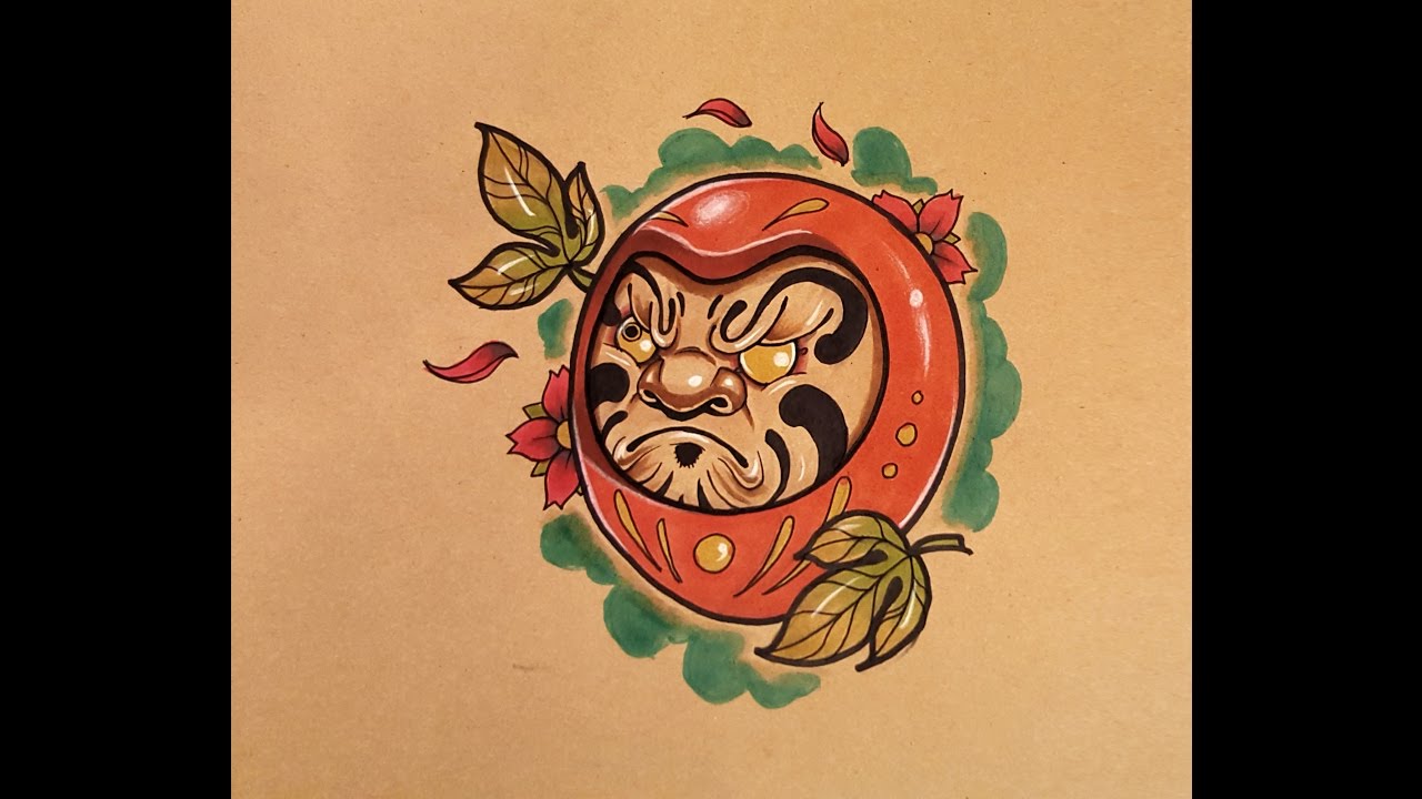 How to Draw a Tattoo Daruma Doll
