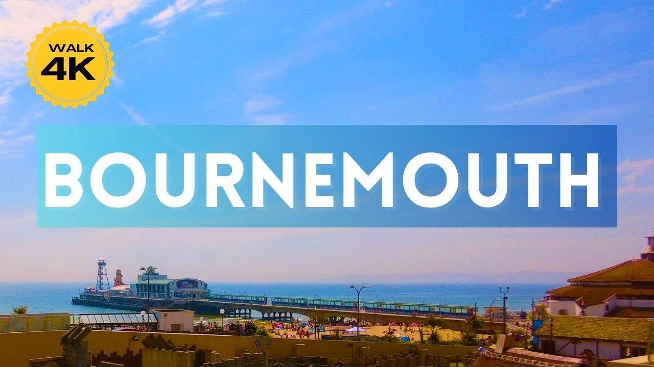 Walk 4k City Tour - Bournemouth Station to the Beach  ☀️ 🚂 👙 🇬🇧