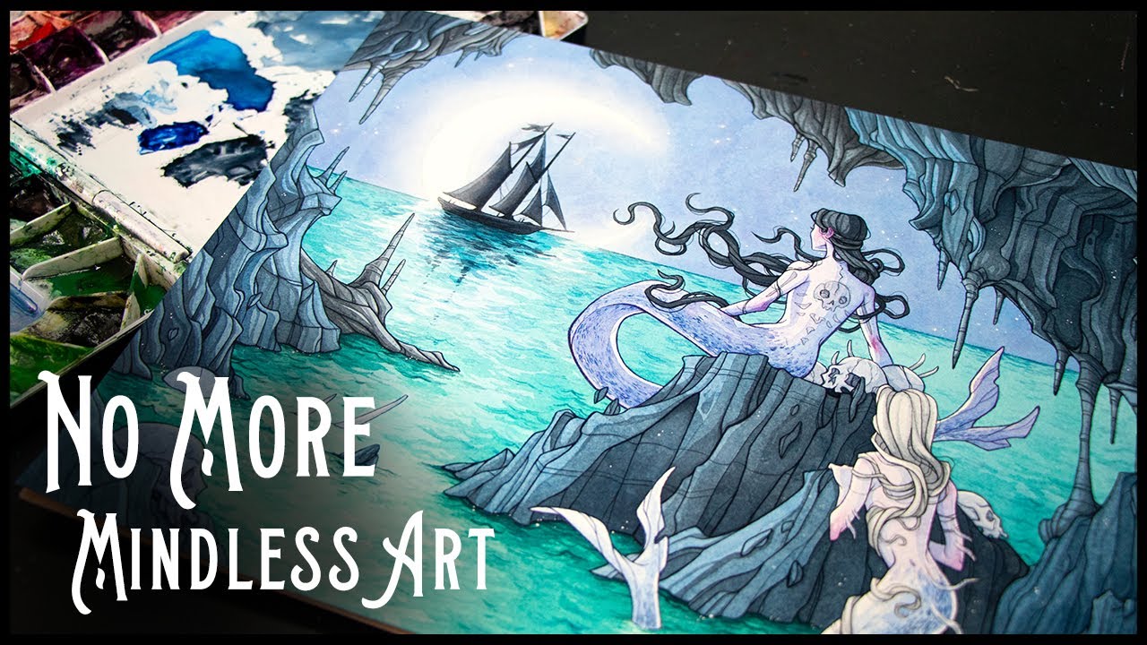 No More Autopilot Art + Mermaid Watercolor Painting