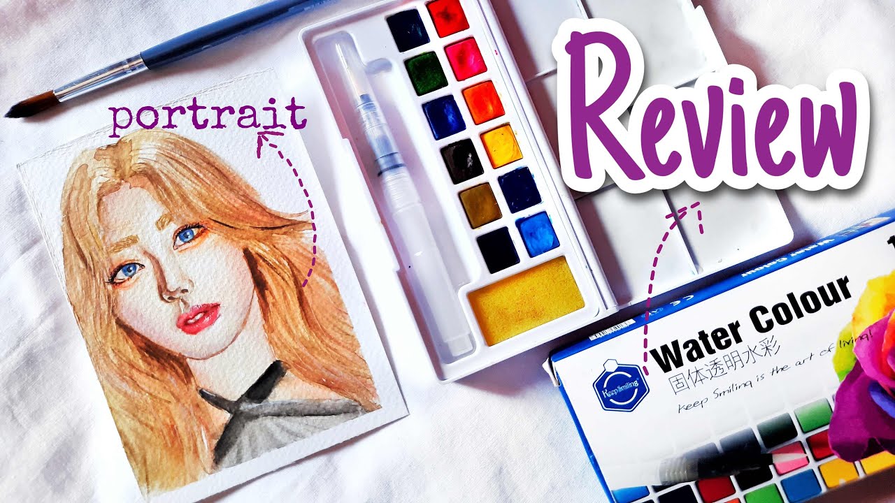 Cheap watercolor review * keep smiling * ( SANA water color portrait )