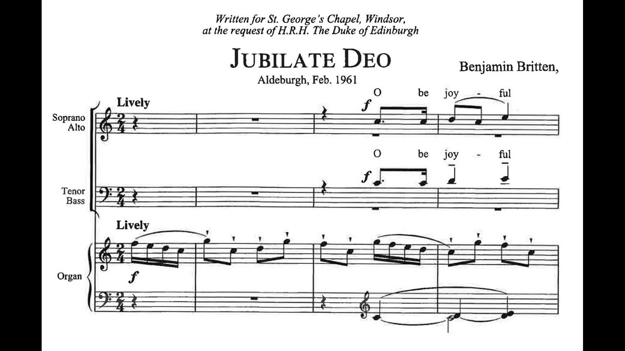 Britten, Benjamin (1913 - 1976) Jubilate Deo In C for mixed choir and organ
