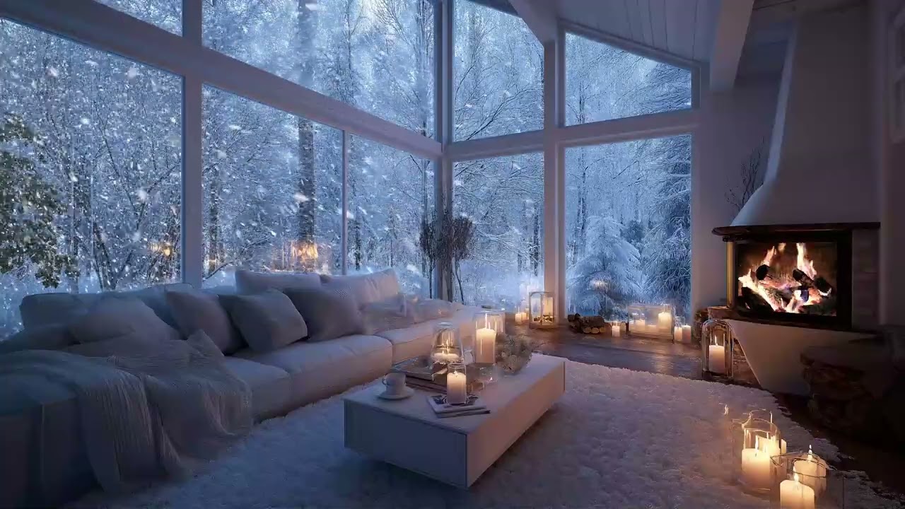 Cozy Winter Piano ❄️ 3H Snowy Window Ambience for Study, Healing & Calm