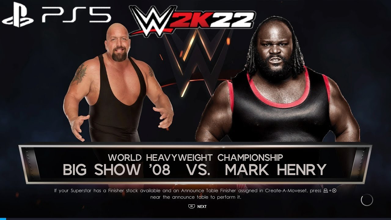 WWE 2K22 MARK HENRY vs BIG SHOW - WORLD HEAVYWEIGHT TITLE MATCH: WWE VENGEANCE 2011 1080P 60FPS PS5