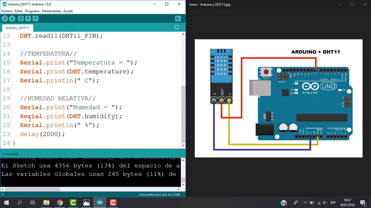 Sensor DHT11  - Medir Temperatura y humedad relativa - Arduino