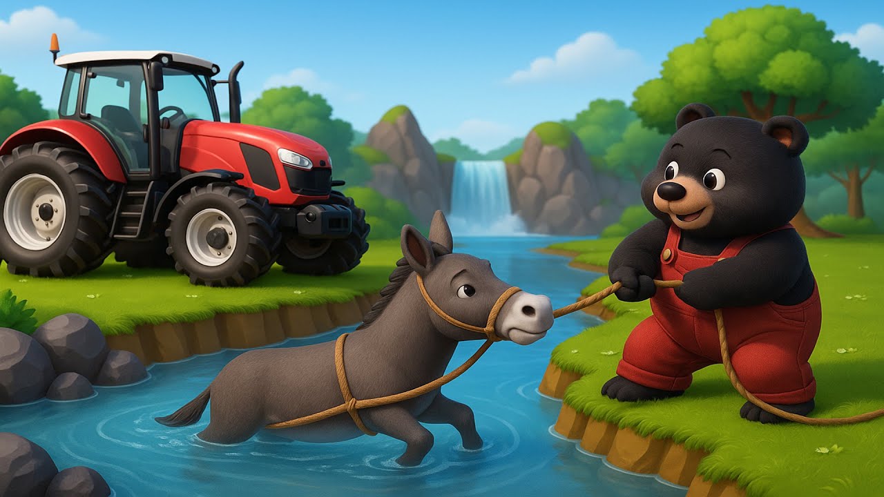 🐻💦 Oh No! Donkey Fell Into the River &ndash; Can Bear Farmer Save Him in Time? 🐻⚡| Vehicles Farm Animated