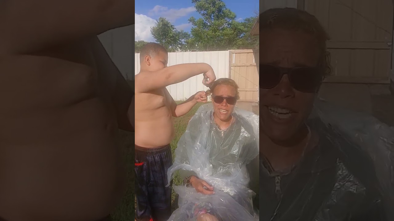 Son cuts mom's hair- OFF! BALD
