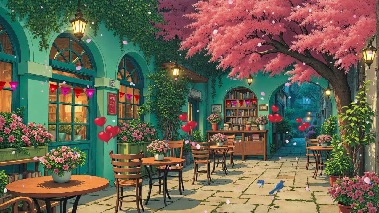 Sweet Valentine Evening ☕🌸 Cozy Garden Coffee to Relax, Unwind & Feel Loved 💗 Soft Lofi Mix 🎧