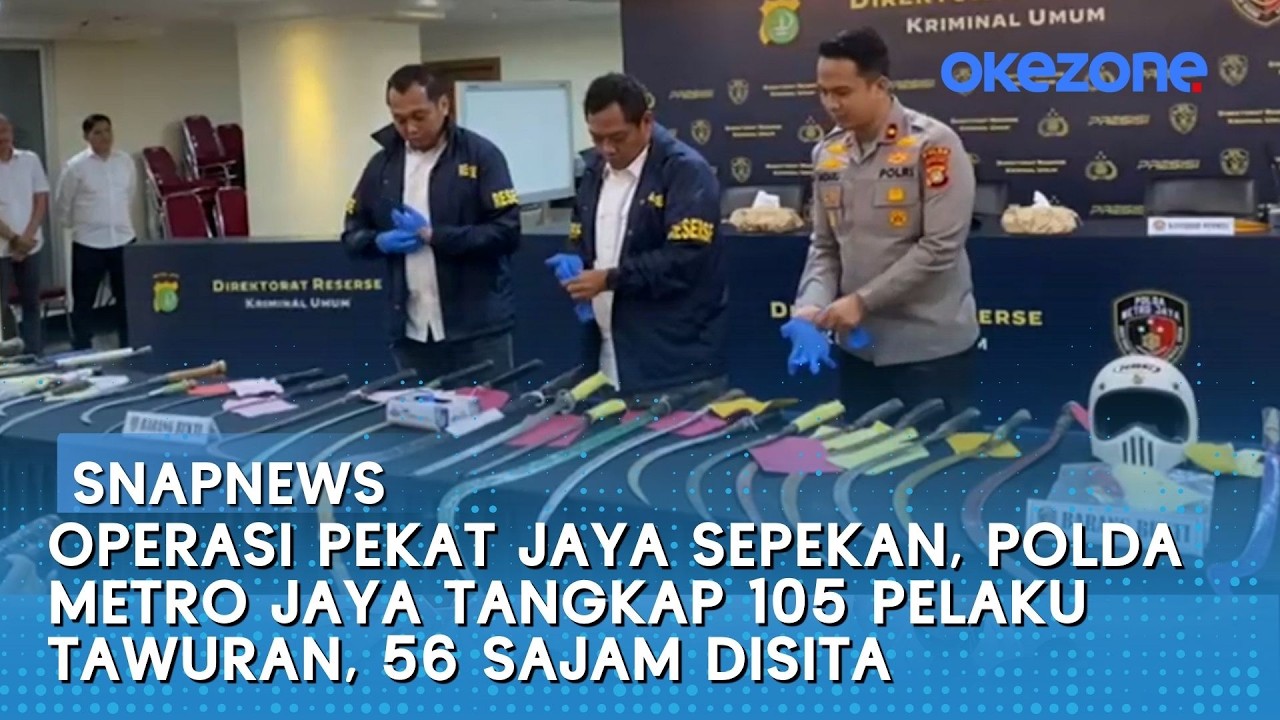 Operasi Pekat Jaya Sepekan, Polda Metro Jaya Tangkap 105 Pelaku Tawuran, 56 Sajam Disita | Snapnews