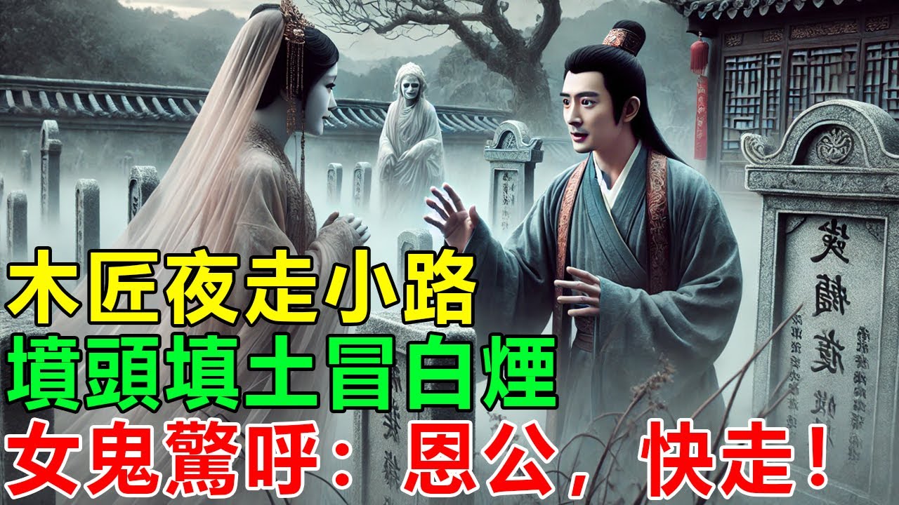 民間故事：木匠夜走小路，墳頭填土冒白煙，女鬼驚呼：恩公，快走！
