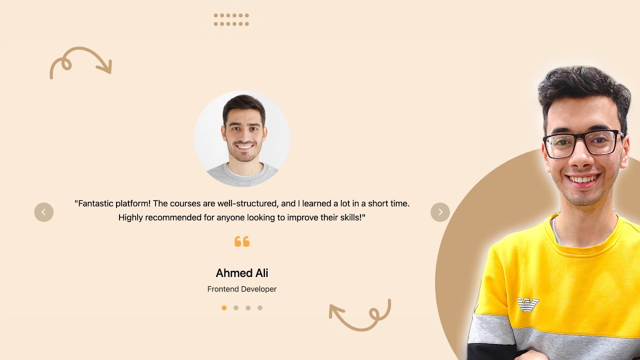 How to create Slider Testimonials Section Using HTML, CSS, and JavaScript